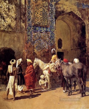 イスラム教 Painting - デリーの青いタイル張りのモスク インド アラビア語 エドウィン・ロード・ウィーク イスラム教